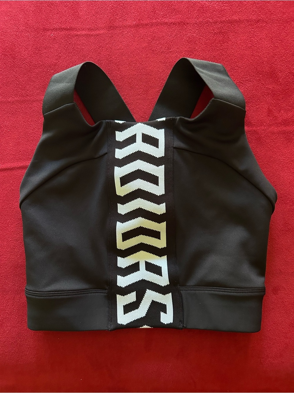 adidas Black Crop Top with White Center Chevron Stripe